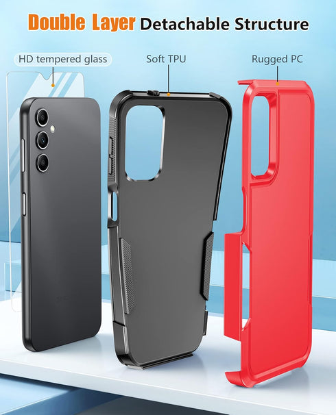 JXVM for Samsung Galaxy A14 5G Case: Dual Layer Shockproof Military Heavy Duty Full Body Protection Tough Rugged Durable Protective Cell Phone Cov...