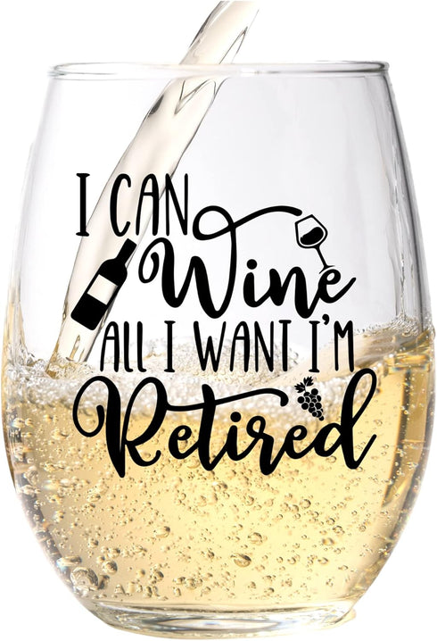 GLASSICLE Retirement Wine Glass - 15 Oz, Scratch-Resistant Funny Wine Glass - Funny Retirement Gifts for Women - Unique Retirement Glass for Wine ...