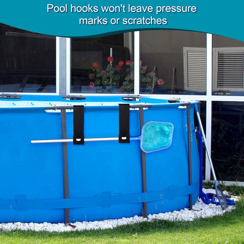 2pcs Pool Leaf Skimmer Net Holder, Heavy Duty Pool Pole Hangers Double Pool Pole Hooks Plastic Pool Fence Hooks for Telescopic Poles Skimmers Swim...