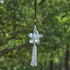 AuMoHall Crystal Flower Car Rear View Mirror Pendant Car Hanging Ornament Lucky Car Charm with Dangle Beads, Blue...