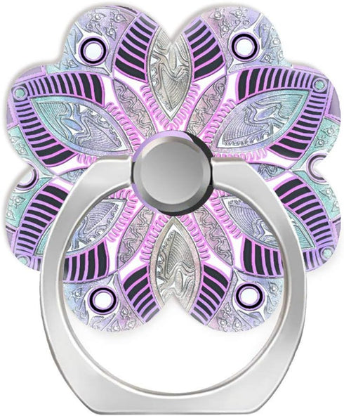 360 Degree Finger Stand Cell Phone Ring Holder Car Mount with Hook for Smartphone-Lavender Purple yin yang Lotus Flower Mandala...