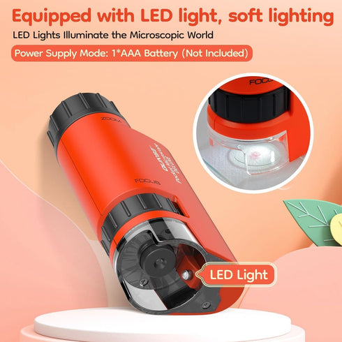 Pocket Mini Small Microscope, 60x-120x Handheld Microscope LED Lighted Zoom with 5pcs Microscope Slides...