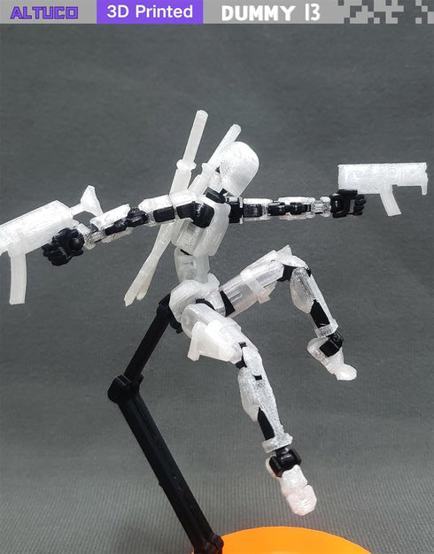 (Assembly Completed) 5.5 Inch T13 Action Figure with Lots of Weapons,3D Printed Multi-Jointed Movable Transparent Dummy 13 Toy...