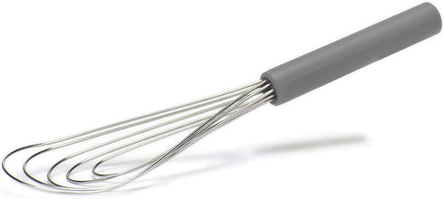 Flat Whisk Silicone Handle Non Slip 10" - 5 Wires Whisk with 10 Heads for Kitchen Cooking by Jell-Cell (Grey)...