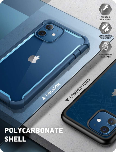 i-Blason Ares Case for iPhone 12, iPhone 12 Pro 6.1 Inch (2020 Release), Dual Layer Rugged Clear Bumper Case with Built-in Screen Protector (Blue)...