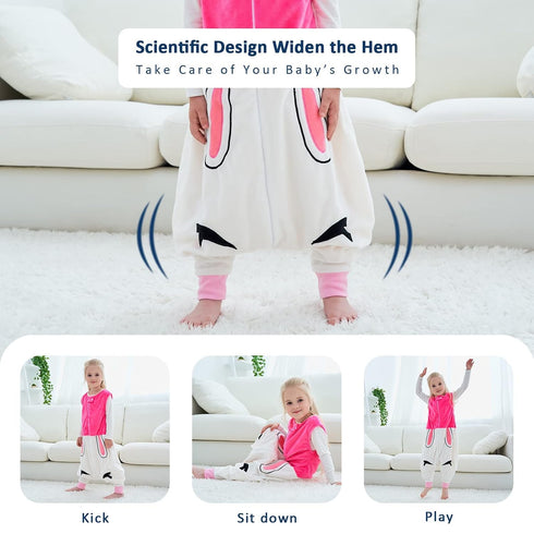 MICHLEY Toddler Sleeping Sack with Feet Newborn Infant Sleeveless Sleeping Bag 2-way Zipper Baby Wearable Blanket for Walkers,Rose Red Rabbit,1-3T...