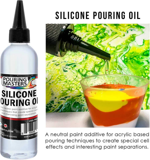U.S. Art Supply Silicone Pouring Oil - 6-Ounce - 100% Silicone for Dramatic Cell Creation in Acrylic Paint...