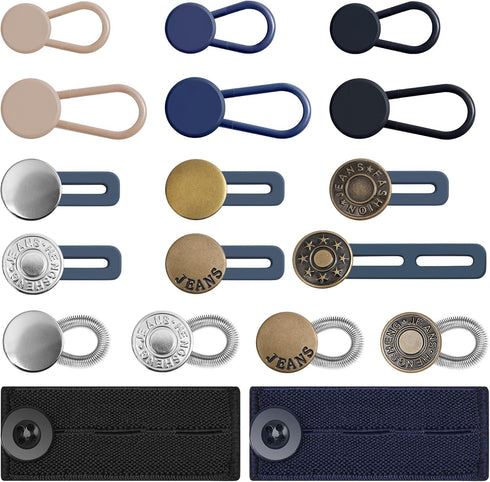 18PCS Button Extenders for Jeans, Pants Waist Button Extender for Women Men, Jeans Button Extender Stretchy Waist Extension, 6 Sizes Pants Button ...