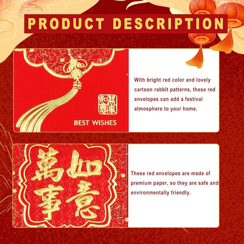 Chinese Red Envelopes 2024 Year of The Dragon Red Packet Spring Festival Lucky Money Packets for Lucky Money Envelopes New Year Wedding. (large 24...