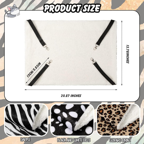 3 Pcs Reversible Pet Hammock Soft Plush Cat Hanging Hammock Guinea Pig Bed Rat Cage Accessories for Cat Puppy Dog Piggy Kitten Ferret Rabbit Other...