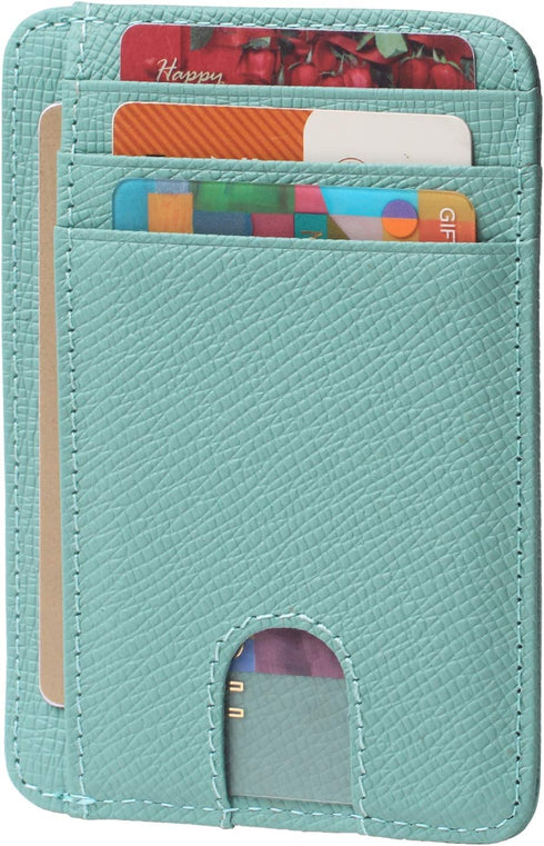 Borgasets Slim Wallet for Men Women Minimalist Thin Travel Front Pocket Genuine Leather Credit Card Holder with RFID Blocking...