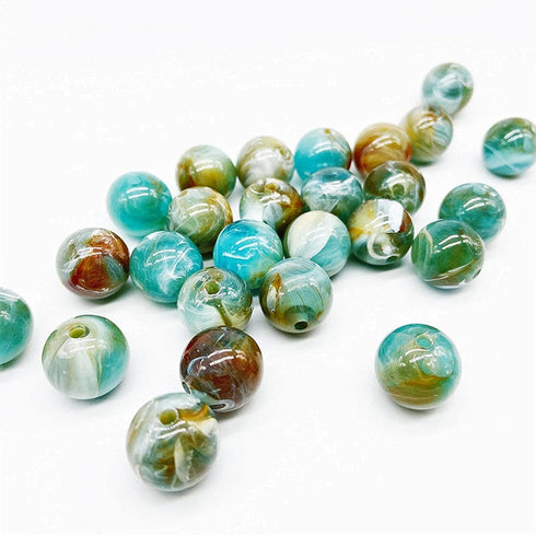 200PCS Acrylic Crystal Beads for Jewelry Making Round Loose Beads Charms Marble Patterns for Bracelets Earring Necklace Rings Adults Beading DIY A...