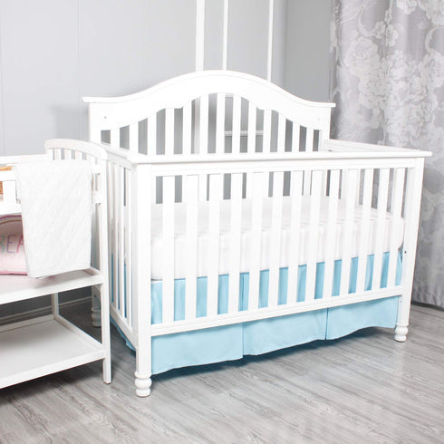 Belsden Blue Crib Skirt with Durable Woven Platform, Both Long Sides Pleated, Split Corners Dust Ruffle for Easy Placement Inside of Standard Crib...