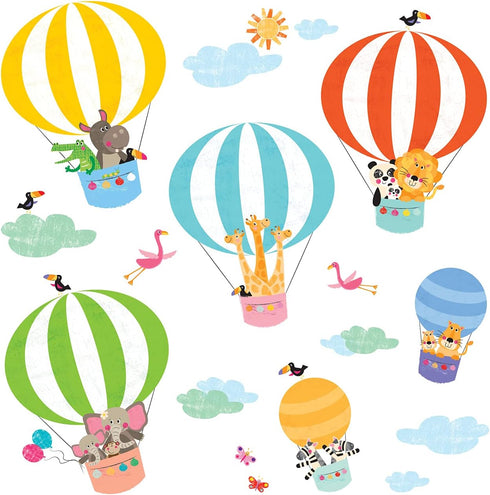 DECOWALL DWL-2010 Animals in Hot Air Balloons Wall Stickers Wall Decals Peel and Stick Removable Wall Stickers for Kids Nursery Bedroom Living Roo...