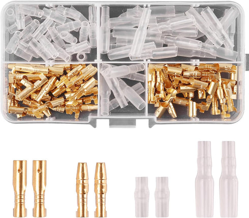 Kinstecks 120PCS 3.9mm Bullet Connectors Kit Brass Bullet Male & Female Wire Terminals Connector with Insulation Cover for Motorcycle Motorbike Ca...