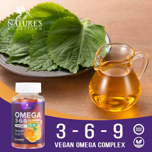 Omega 3 6 9 Vegan Gummies - Triple Strength Omega 3 Supplement Essential Oil Gummy - Omega 369 Heart Support and Brain Support for Women, Men & Pr...