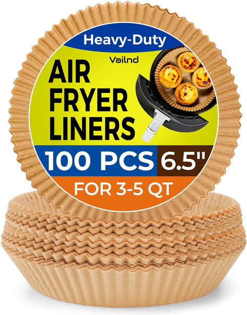 100Pcs Small Air Fryer Liners Disposable, Parchment Sheets Round, 6.5 Inch Round Airfryer Paper Basket Bowl Liner for Baking Cooking Food...