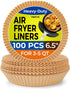 100Pcs Small Air Fryer Liners Disposable, Parchment Sheets Round, 6.5 Inch Round Airfryer Paper Basket Bowl Liner for Baking Cooking Food...