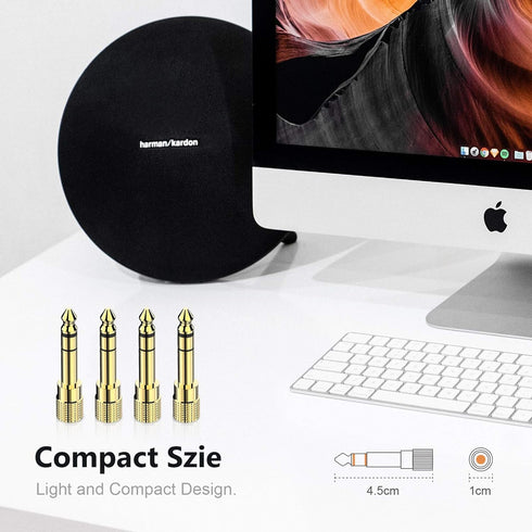 6.35mm (1/4 inch) Male to 3.5mm (1/8 inch) Female Stereo Audio Adapter Converter for Guitar Headphones Amp, Gold Plated 4 Pack...