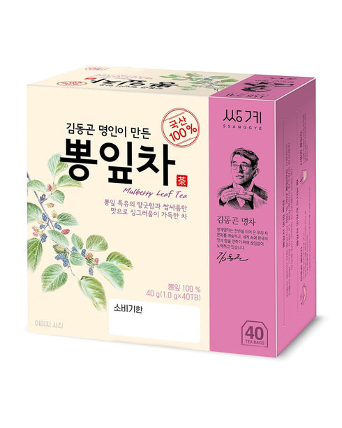 Ssanggye Wild Mulberry Leaves Tea 1.0g X 40 Tea Bags, Premium Korean Herbal Tea Hot Cold Caffeine-free Herb Savory 4 Seasons Great Daily Drink Mad...