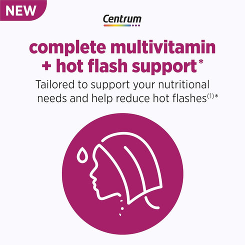 Centrum Complete Multivitamin Supplement + Hot Flash Support Menopause Support Tablets, with Clinically Studied geniVida, 30 Count...