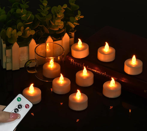 12 Pack Flameless LED Tea Light Candles with Remote Control, Realistic and Bright Flickering Long Lasting 400 Hours, Decorative for Wedding Party ...