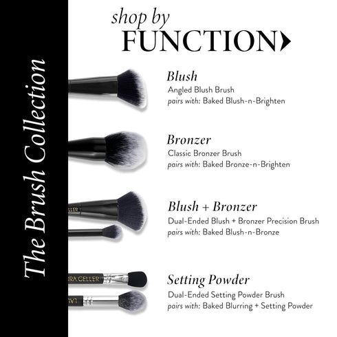 LAURA GELLER Full Face Powder Makeup Brush with Wooden Handle in Midnight Black – Foundation, Setting Powder, Blush, Bronzer, Highlighter and Lumi...
