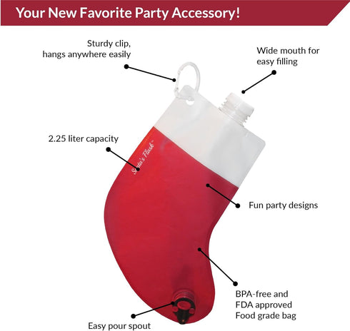 Santa's Stocking Flask for Party: 2.25 liter Flasks make Funny Yankee Swap Gifts, White Elephant Gifts, Funny Gag Gifts, SantaCon Accessories and ...