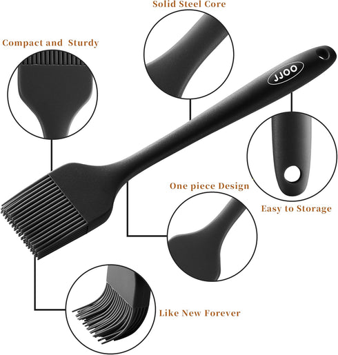 2PCS Silicone Basting Pastry Brush, JJOO Heat Resistant Food Cooking Brush for Oil, Sauce, Baking, BBQ and Grill, BPA Free, Dishwasher Safe (2Pack...