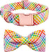 Lionet Paws Easter Dog Collar with Bowtie - Colorful Cute Cotton Bowtie Dog Collar with Metal Buckle for Medium Dog Girl Boy Gift, M, Neck 13.5-22...