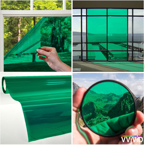 VViViD Transparent Colorful Vinyl Window Tinting Sheets (1.49ft x 5ft, Green)...