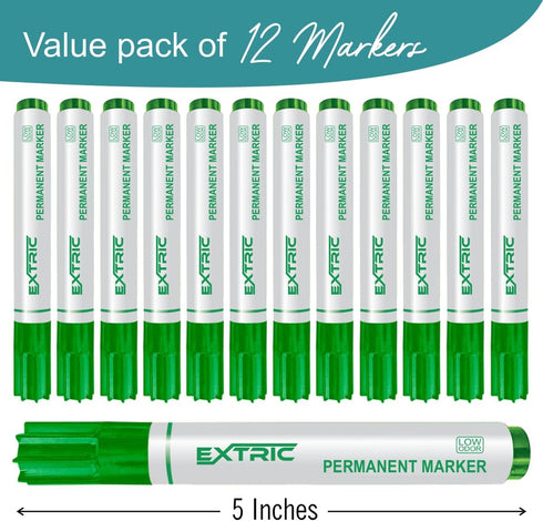 Permanent Markers, Chisel Tip, Green, Quick Drying Ink, Works on Paper, wood, Plastic, metal and Glass, Great for Home, Office and School use...