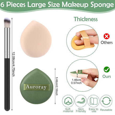 6Pcs Makeup Sponges Puff Beauty Foundation Sponge Blender Make Up Sponges Valentine's Gift Day Mother's Day Gift for Liquid,Foundation,Powder,Conc...