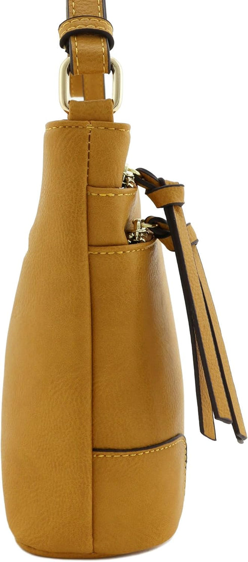 FashionPuzzle Triple Zipper Pocket Medium Crossbody Bag...