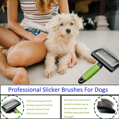 Slicker Brush for Golden Doodle, Dog Hair Brush for Grooming Large Pet Hair, Poodle Labradoodle Bernedoodle Dog Long Pin Slicker Brush (LONG)...