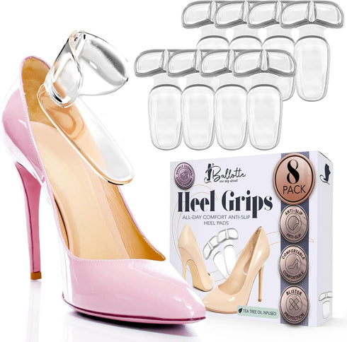 Ballotte Premium Silicone Heel Pads for Shoes. Soft Heel Grips or Inserts for Big Shoes, Alleviates Slipping & Discomfort, Comfortable Cushioning ...
