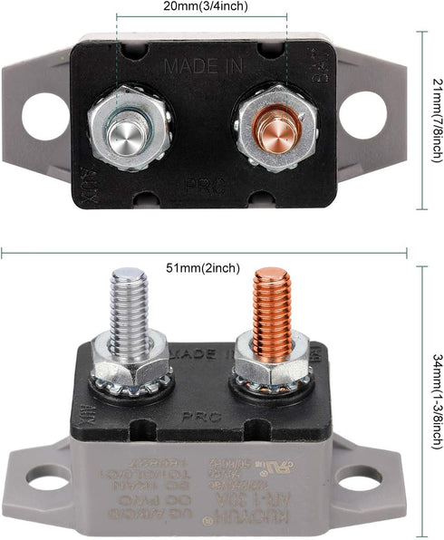 4 Pieces DC 12V - 24V Automatic Reset Circuit Breaker Circuit Breaker with Cover Stud Bolt for Automotive and More (40 Amp)...