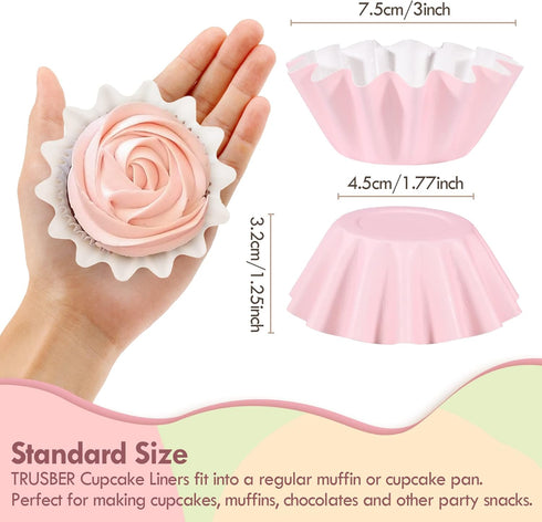 Cupcake Liner,100 Count Standard Muffin Wrappers Non-stick Greaseproof 210g PET Coated Paper Baking Cups for Wedding,Baby Shower, No Muffin Pan Ne...