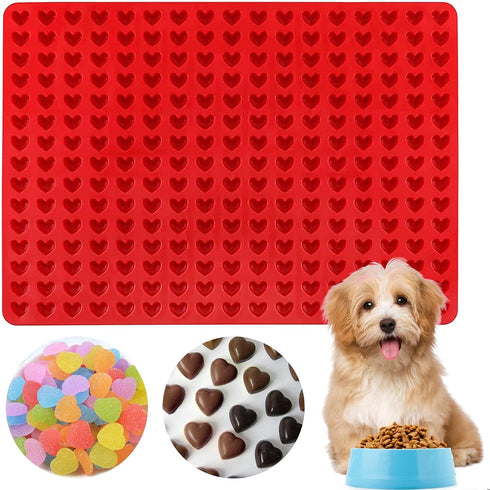 Palksky 255-Cavity Mini Heart Silicone Gummy Mold/Chocolate Drops Mold/Dog Treats Pan/Heart shape Candy Molds for Ganache Jelly Caramels Cookies P...