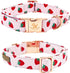 Elegant little tail Dog Collar with Flower, Strawberries Print Pet Collar Flower Dog Collar Summer Cute Dog Collar Adjustable Dog Collar for Small...