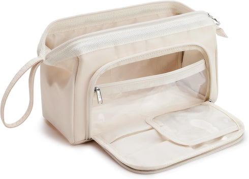 WLLWOO WLLWOO Travel Make Up Bags-Double Layer Cosmetic Bag Waterproof Large Wide-Open Organizer For Women Toiletry Cosmetic Bag For Toiletries Ac...