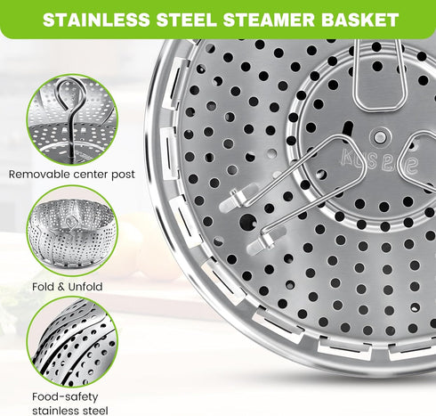 Steamer Basket Stainless Steel Instant Pot Accessories for Food and Vegetable, Zocy Premium Expandable Steam Basket to Fit Various Size Pots Mediu...