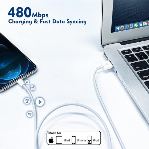 (Apple MFi Certified)iphone charger 10ft,2Pack 10 Foot Long Data Syncing Charging Lightning Cord Cable with 2Pack USB Wall Charger Travel Plug Ada...