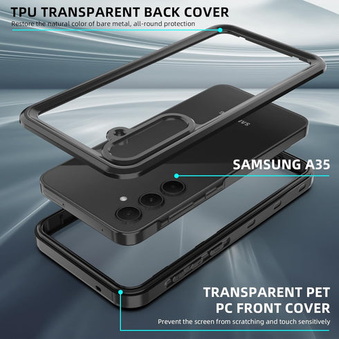 for Samsung Galaxy A35 5G Case, Waterproof Phone Case with Built-in Screen Protector and Lanyard, Full Body Dustproof Shockproof Rugged Heavy Duty...