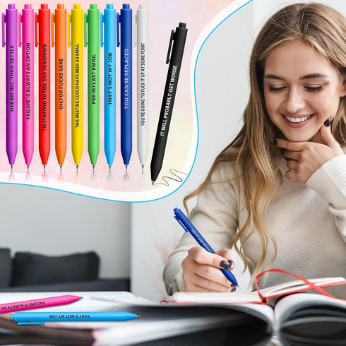 30 Pieces Ballpoint Pens Colorful Motivational Pens Complaining Quotes Pen Humor Negative Black Ink Pens for Students Coworkers School Office Supp...