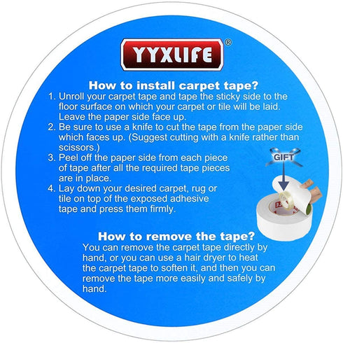 YYXLIFE Double Sided Carpet Tape,2Inch x 20 Yards,for Area Rugs Carpet Adhesive Removable Multi-Purpose Rug Tape Cloth for Hardwood Floors,Outdoor...