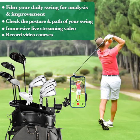 MoKo Phone Stand Golf Cart Mount, Cell Phone Holder Golf Analyzer Accessories for Recording Golf Swing Multi Angles Clip Holder for Live Streaming...