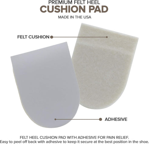 Felt Heel Cushion Pad 1/4" with Adhesive for Pain Relief - 4 Pairs...