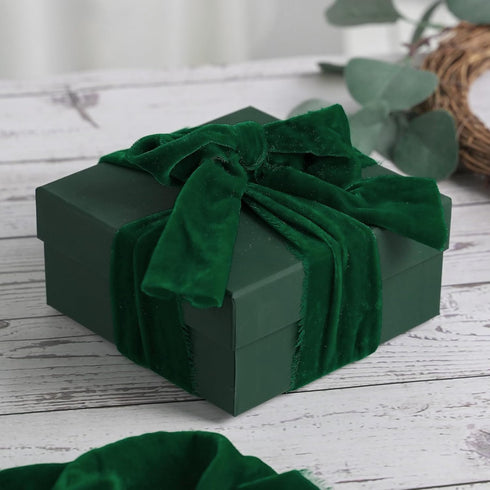 MEEDEE Green 3 Inch Velvet Ribbon Fringe Raw Edge Silk for Wreaths, Flower Bouquet, Dress Sash, Baby Shower, Wedding Decor (3 Yards)...