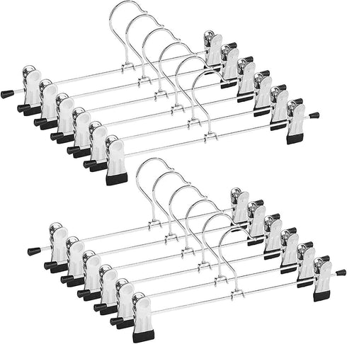 Metal Pants Shorts Hangers, Heavy Duty Kids Skirt Hangers with 2 Adjustable Non Slip Clips, Ultra Thin Space Saving 360 Degree Swivel Hook Stainle...
